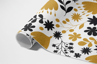 Vinyl tapijt Illustratie van bloemen en bladeren in een weide