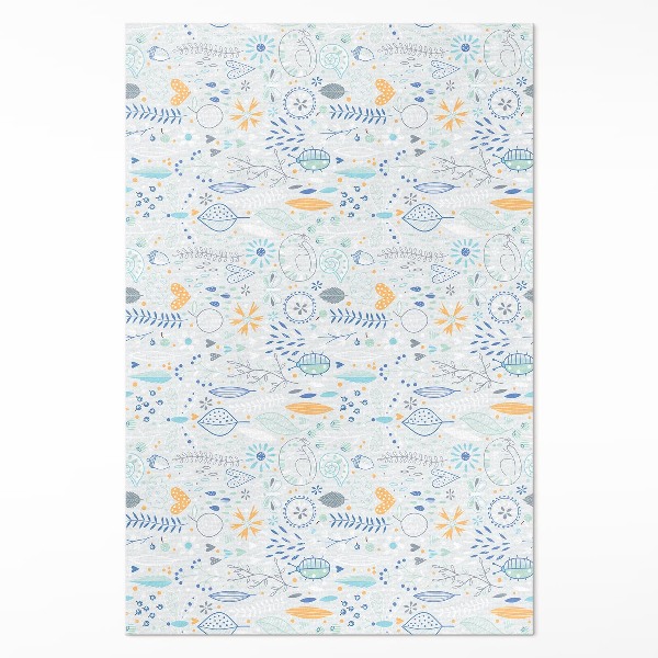 Tapijt vinyl Wilde bloemen in pastelkleuren