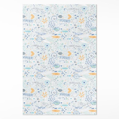 Tapijt vinyl Wilde bloemen in pastelkleuren