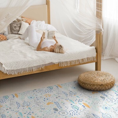 Tapijt vinyl Wilde bloemen in pastelkleuren