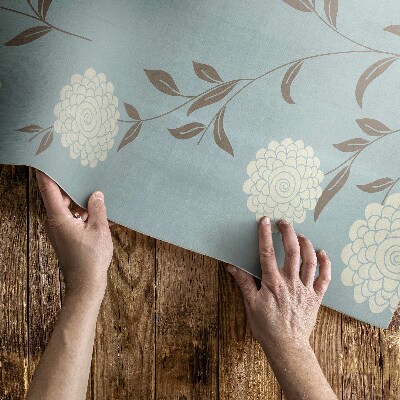 Vinyl vloerkleed Grote witte chrysanten op een pastelkleurige achtergrond