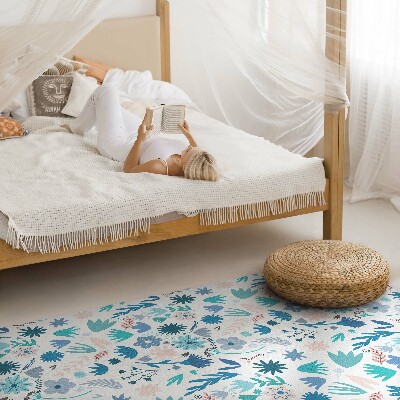 Vinyl tapijt Pastelkleurige boho bloemen en planten