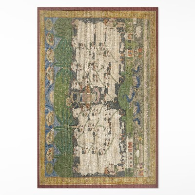 Vinyl vloerkleed Krishna met koeien wandtapijt