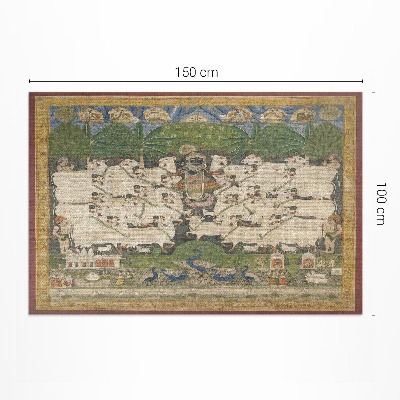 Vinyl vloerkleed Krishna met koeien wandtapijt