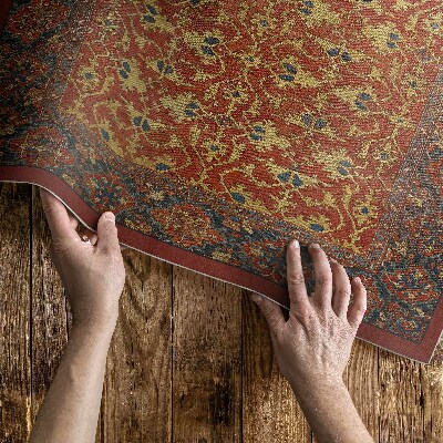 Vinyl tapijt Rood, blauw en geel retropatroon