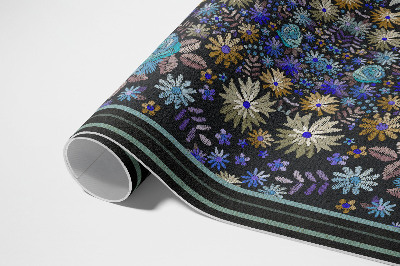 Vinyl vloerkleed Blauwe en gele bloemen