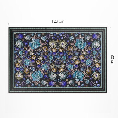 Vinyl vloerkleed Blauwe en gele bloemen