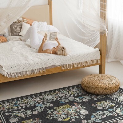 Vinyl tapijt Bleke antieke bloemen en vogels