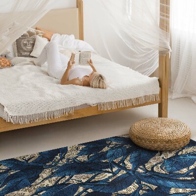 Tapijt vinyl Korenbloemblauwe plantenbladeren natuurmotief