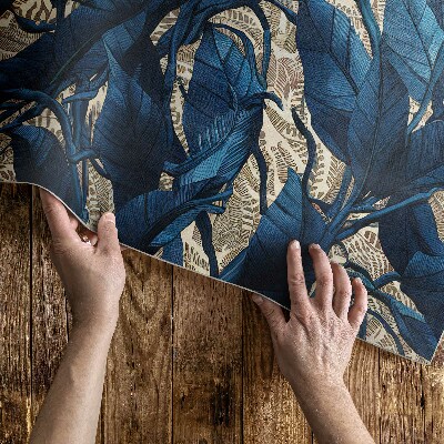 Tapijt vinyl Korenbloemblauwe plantenbladeren natuurmotief