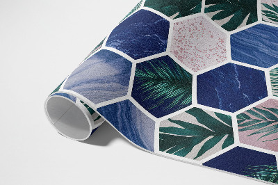 Vinyl tapijt Zeshoekige tegels met planten- en steenmotieven