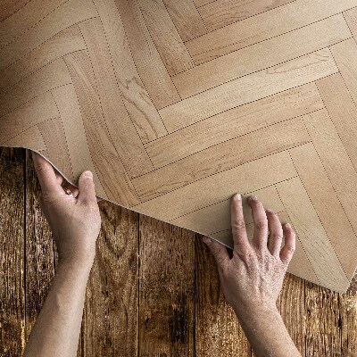 Tapijt vinyl Elegante visgraat lichte houten parket