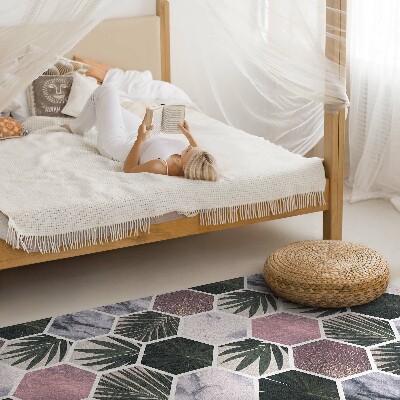 Tapijt vinyl Zeshoekige stenen mozaïekbladeren