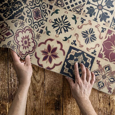 Vinyl vloerkleed Oude mozaïektegels met patroon in vintage stijl