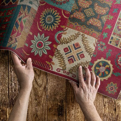 Vinyl vloerkleed kleurrijk patchworkpatroon in Perzische stijl