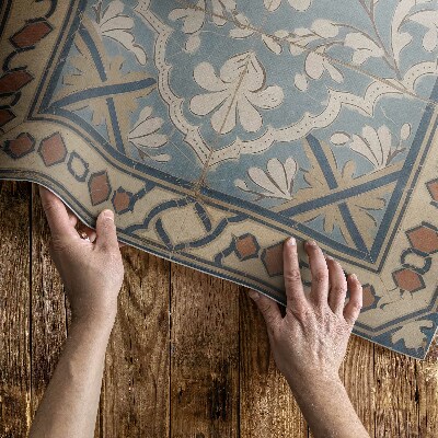 Vinyl vloerkleed Geometrische bloemenpatronen in retrostijl