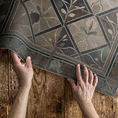 Tapijt vinyl Elegante geometrie op vintage tegels