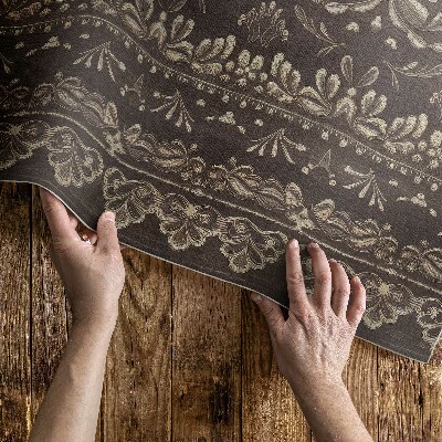 Vinyl vloerkleed Aardse tinten met botanische patronen