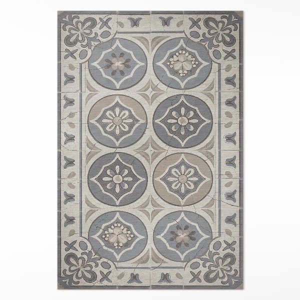 Vinyl tapijt Bloemen op retro keramische tegels