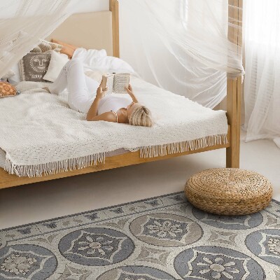 Vinyl tapijt Bloemen op retro keramische tegels