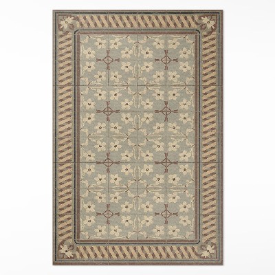 Vinyl vloerkleed Bloemen en bloemblaadjes in retro-stijl mozaïeken