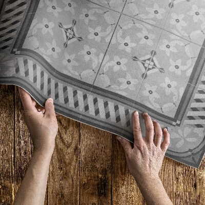 Vinyl tapijt Retro bloemenornament op tegels