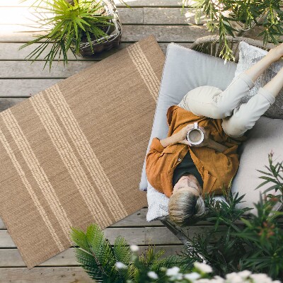 Buiten tapijt Beige gevoerde boho-imitatiestof