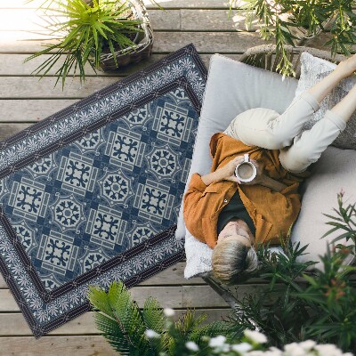 Buitenkleed Marineblauw Talavera prachtig vintage patroon