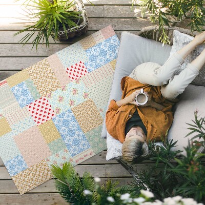 Buiten tapijt Patchwork van verschillende stukken imitatiestof