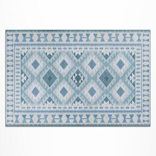 Buiten tapijt Blauwe ruiten imitatiestof