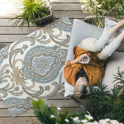 Buiten tapijt Oosterse bloemen decoratief plantenmotief