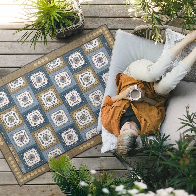 Buiten tapijt Geometrisch kubuspatroon in retrostijl