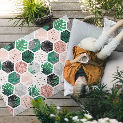 Tuinkleed Tropische zeshoeken van planten en stenen