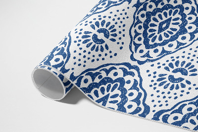 Buiten tapijt Blauwe decoratieve ornamentpatronen