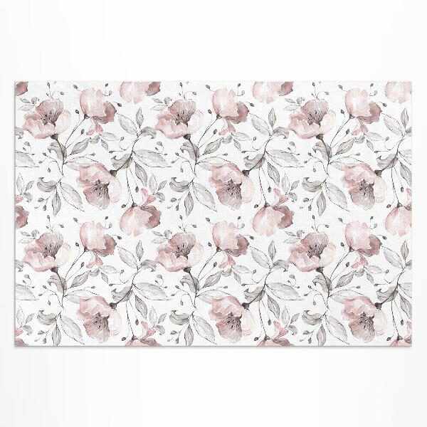 Buiten tapijt Prachtige aquarel geschilderde bloemen en planten