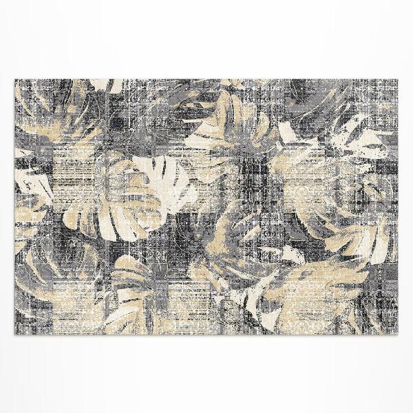 Buitenkleed Monstera-bladmotief met versleten textuur