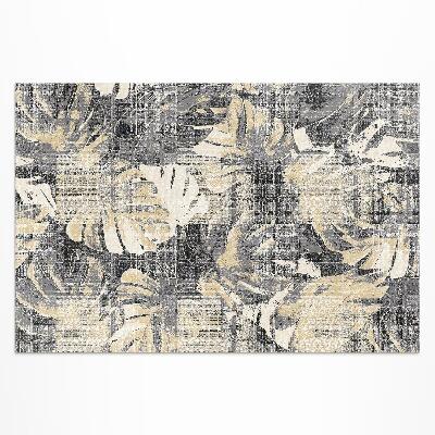 Buitenkleed Monstera-bladmotief met versleten textuur