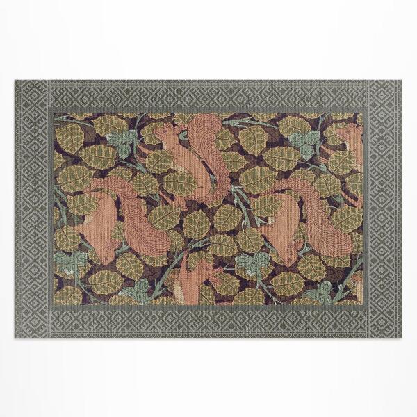 Buiten tapijt Illustratie van eekhoorns en walnootbladeren