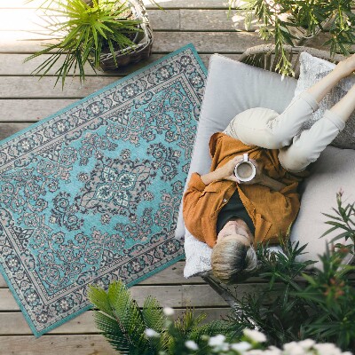 Buitenkleed Blauw decoratief patroon met een plantenmotief