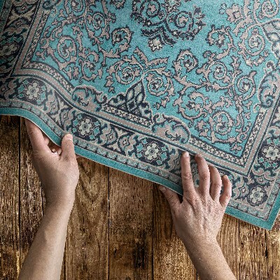 Buitenkleed Blauw decoratief patroon met een plantenmotief