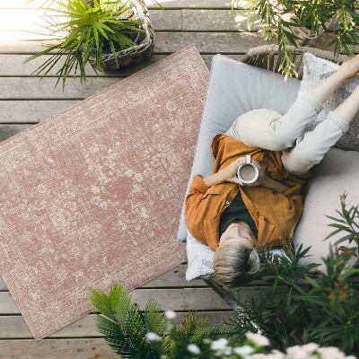 Buiten tapijt Poederroze verweerd vintage bloemenpatroon