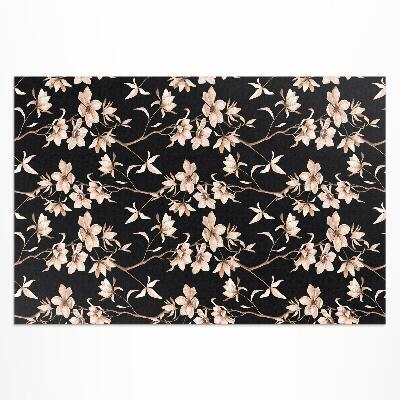 Buiten tapijt Felgekleurde bloemen op takken, vintage patroon