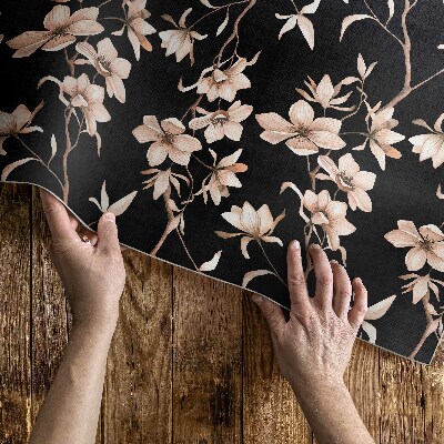 Buiten tapijt Felgekleurde bloemen op takken, vintage patroon