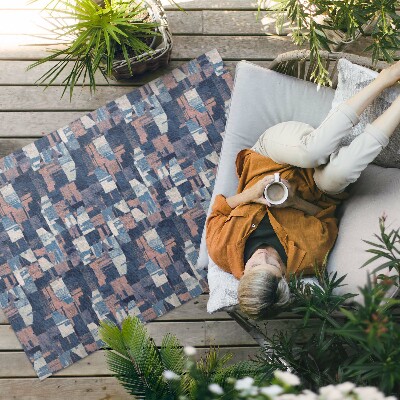 Buitenkleed Abstract mozaïek in vintage retrostijl