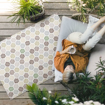 Buitenkleed Gepatroneerde zeshoeken in pastel boho-kleuren
