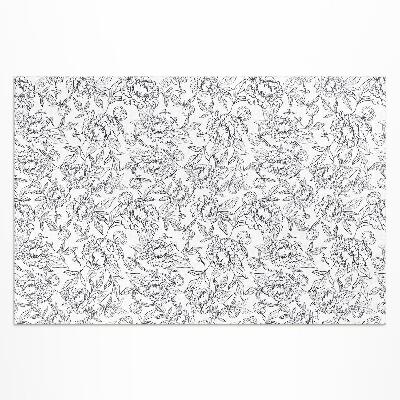 Buiten tapijt Vintage schets van pioenroosbloem en blad