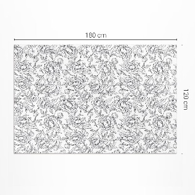 Buiten tapijt Vintage schets van pioenroosbloem en blad