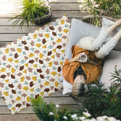 Buitenkleed Pastelkleurige Ginkgo-bladeren Boho-illustratie