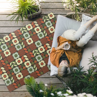 Buiten tapijt Folkloristische illustratie van bloemen