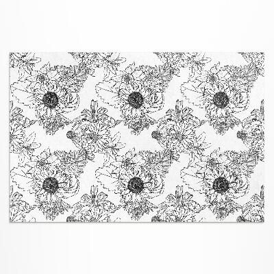 Buiten tapijt Getekende zonnebloemen, prachtige vintage bloemen